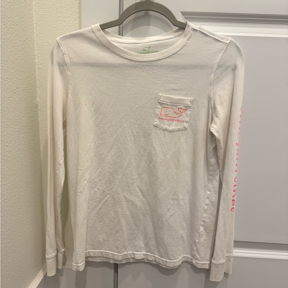 Vineyard Vines White and Pink Long Sleeve Tee